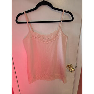 Vintage Y2K Cato Cami Tank Top Womens Small Peach Lace Trim Spaghetti Strap